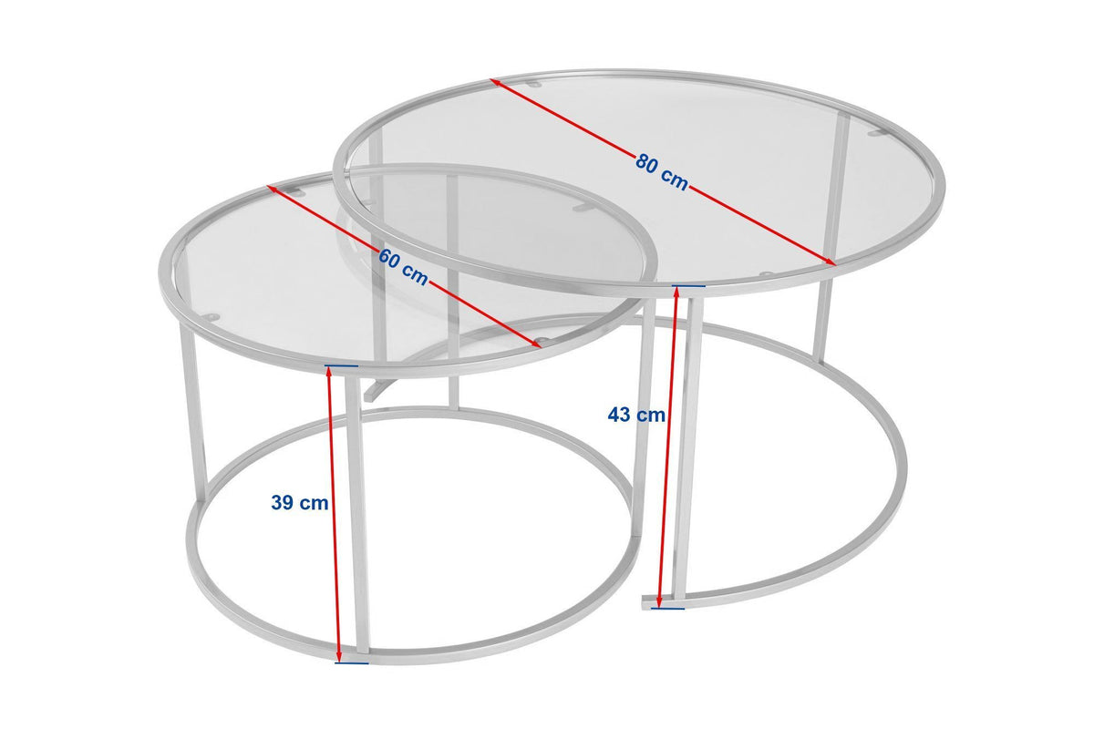Aurum 80/60 - Coffee Table Set - Black/Clear