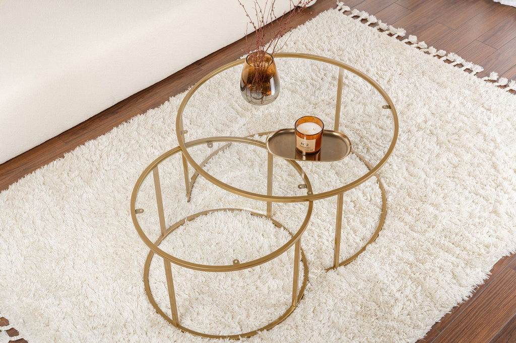 Aurum 80/60 - Set of Coffee Tables - Gold/Clear