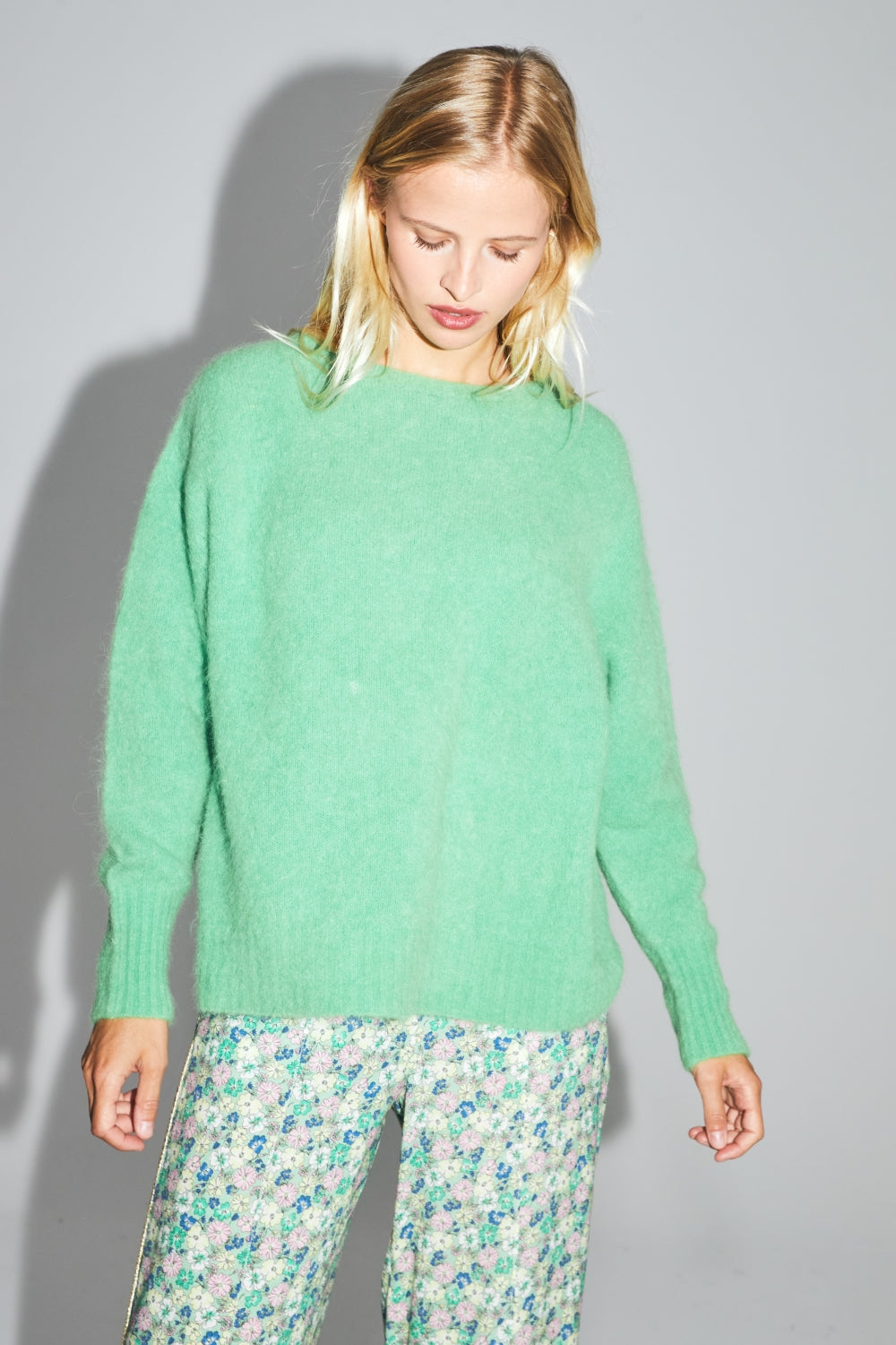 The Gabrielle Baby Alpaca Vibrant Green Knit Made in Italy
