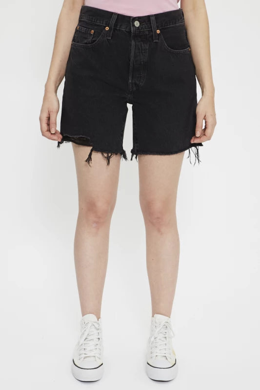 Levis Mid Thigh Short Lunar Black