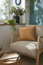 Gaïa - Coussin Déhoussable Avec Passepoil - Double Gaze De Coton Unie - Camel