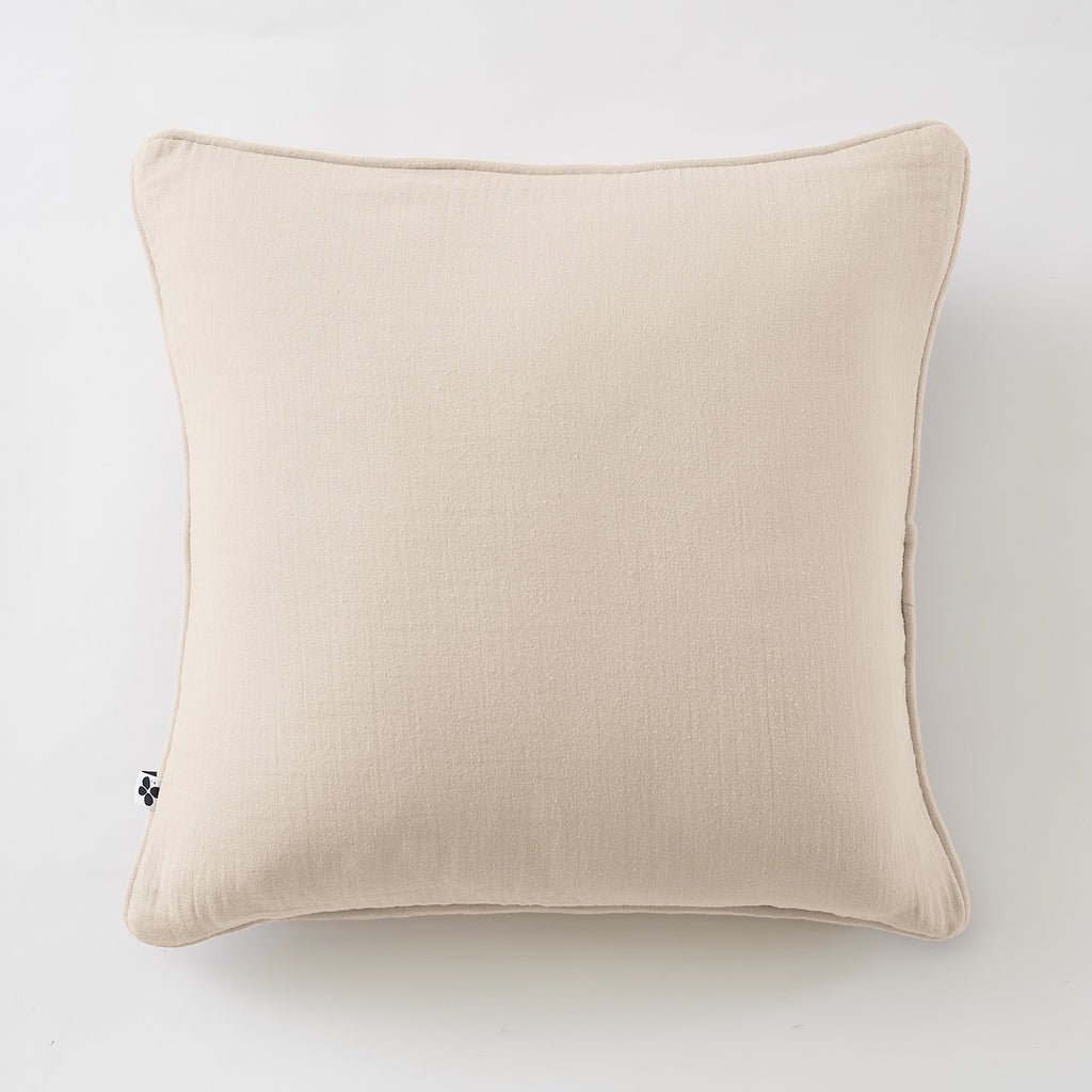 Gaïa - Removable-Cover Cushion with Piping - Plain Double Cotton Gauze - Pampa