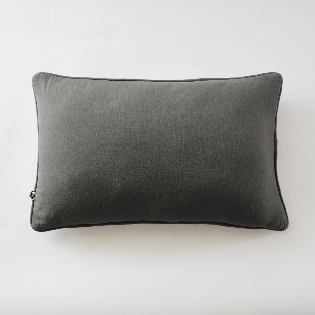 Removable Cushion Cover with Piping - Double Plain Cotton Gauze - Gaia - Granite