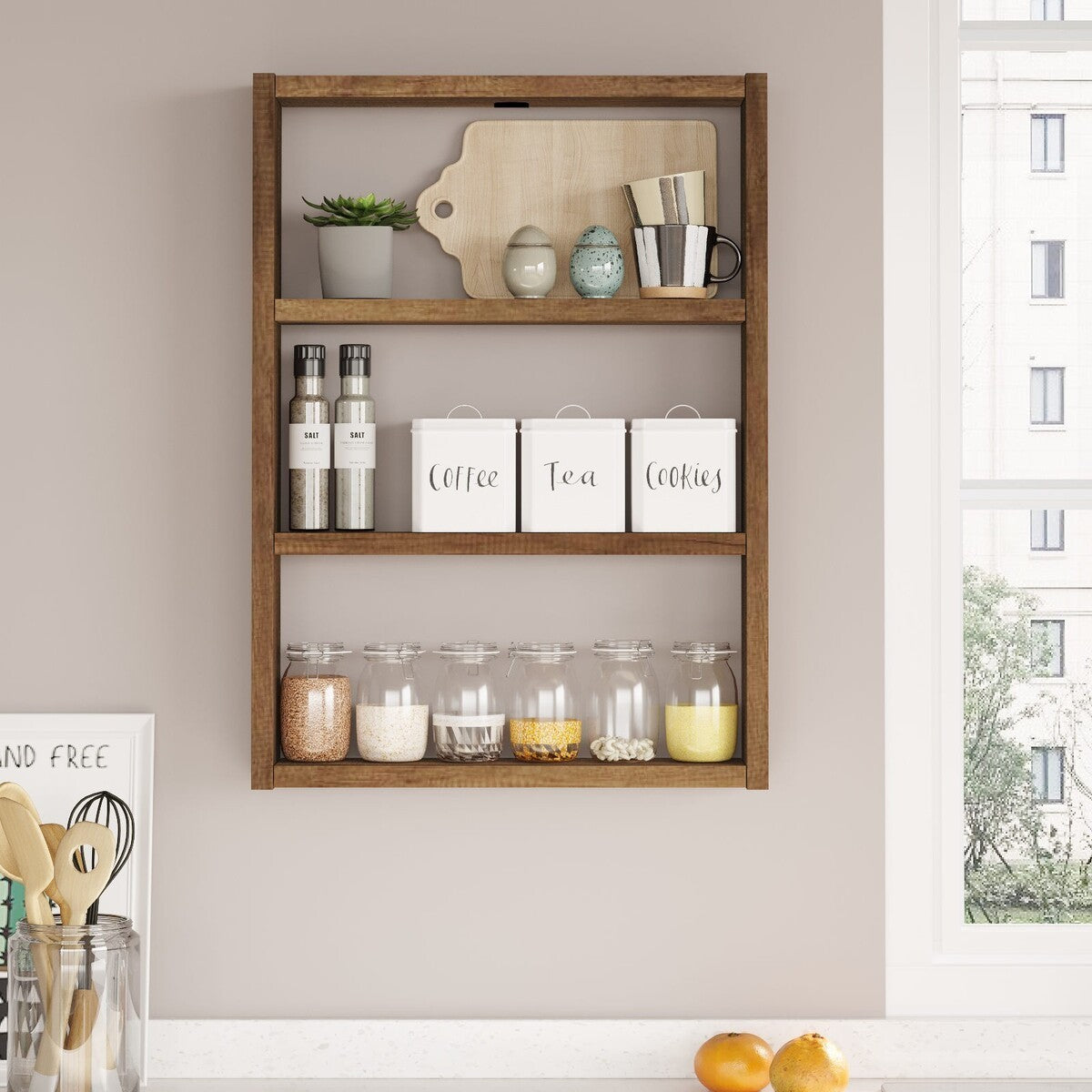 Emma - 3-Shelf Wall Shelf - Walnut