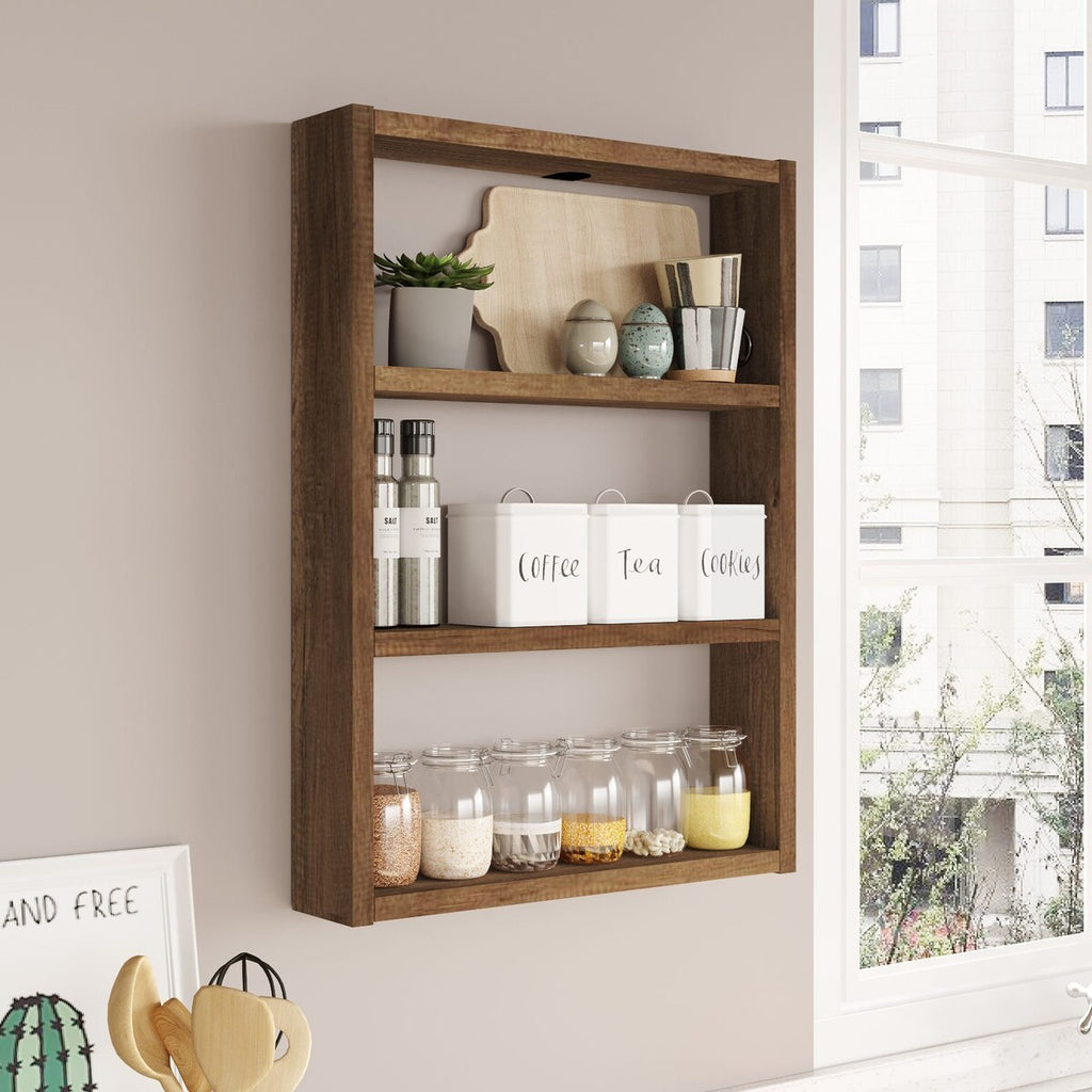 Emma - 3-Shelf Wall Shelf - Walnut