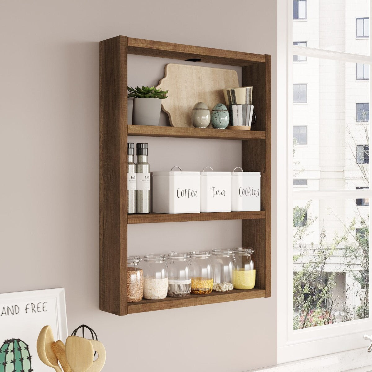 Emma - 3-Shelf Wall Shelf - Walnut
