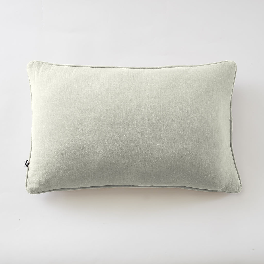Gaïa - Removable-Cover Cushion with Piping - Plain Double Cotton Gauze - Water Green