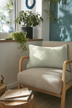 Gaïa - Removable-Cover Cushion with Piping - Plain Double Cotton Gauze - Water Green