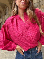 Blusa Clotilde Vichy Fucsia