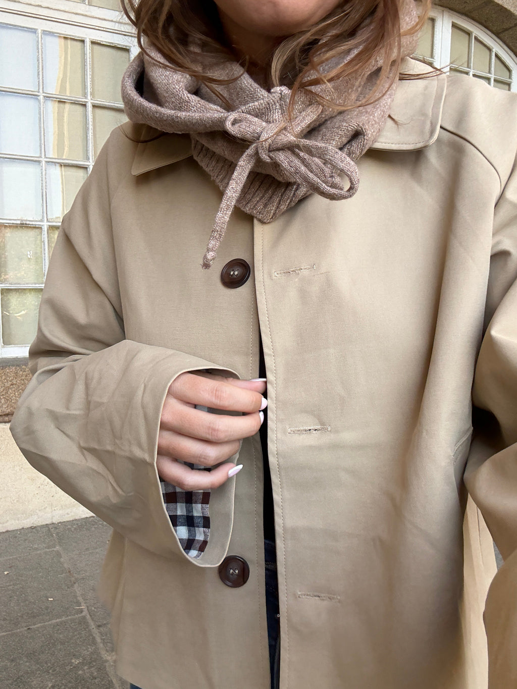 Cagoule en laine et cachemire camel