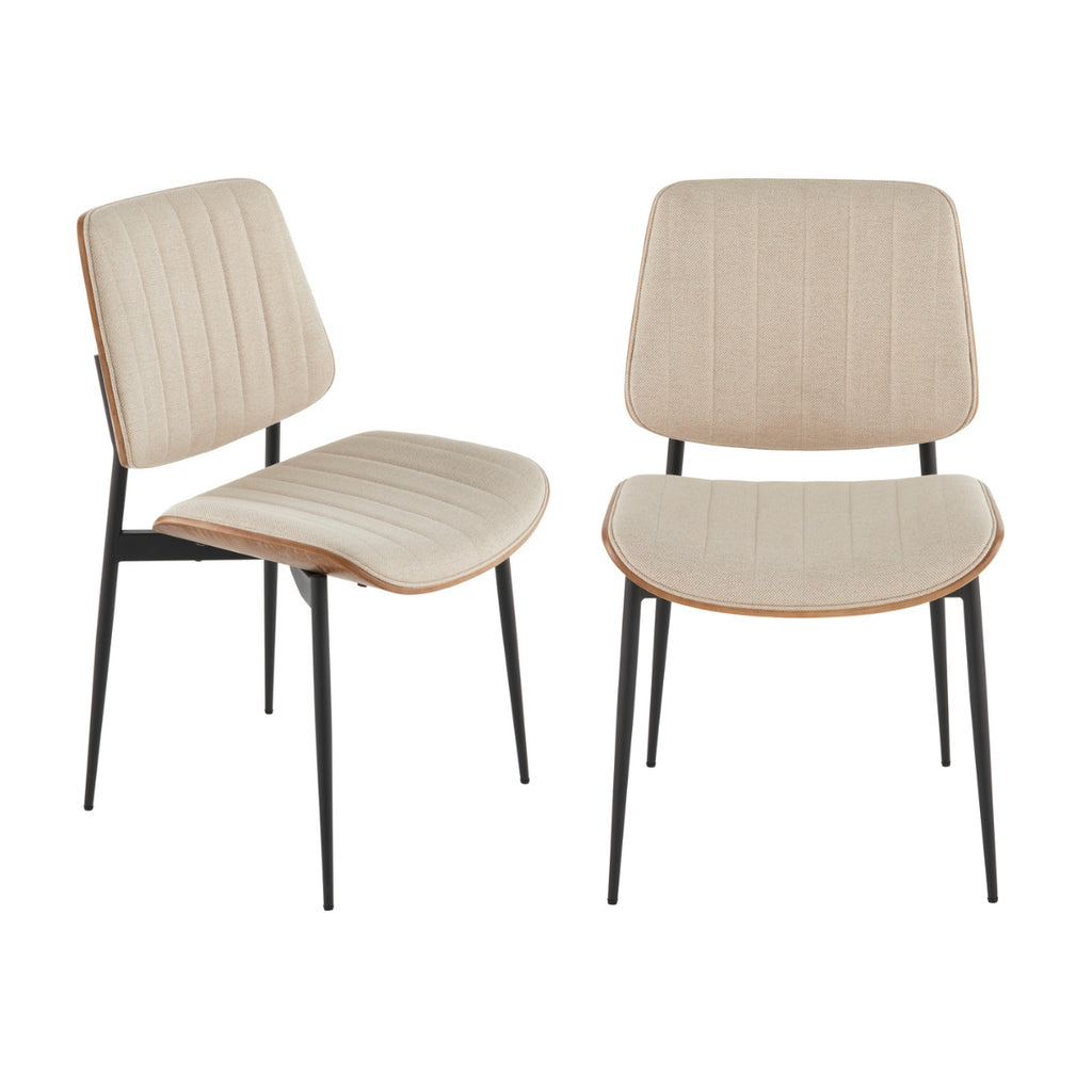 Hortense - Lot De 2 Chaises - Tissu Matelassé - Beige