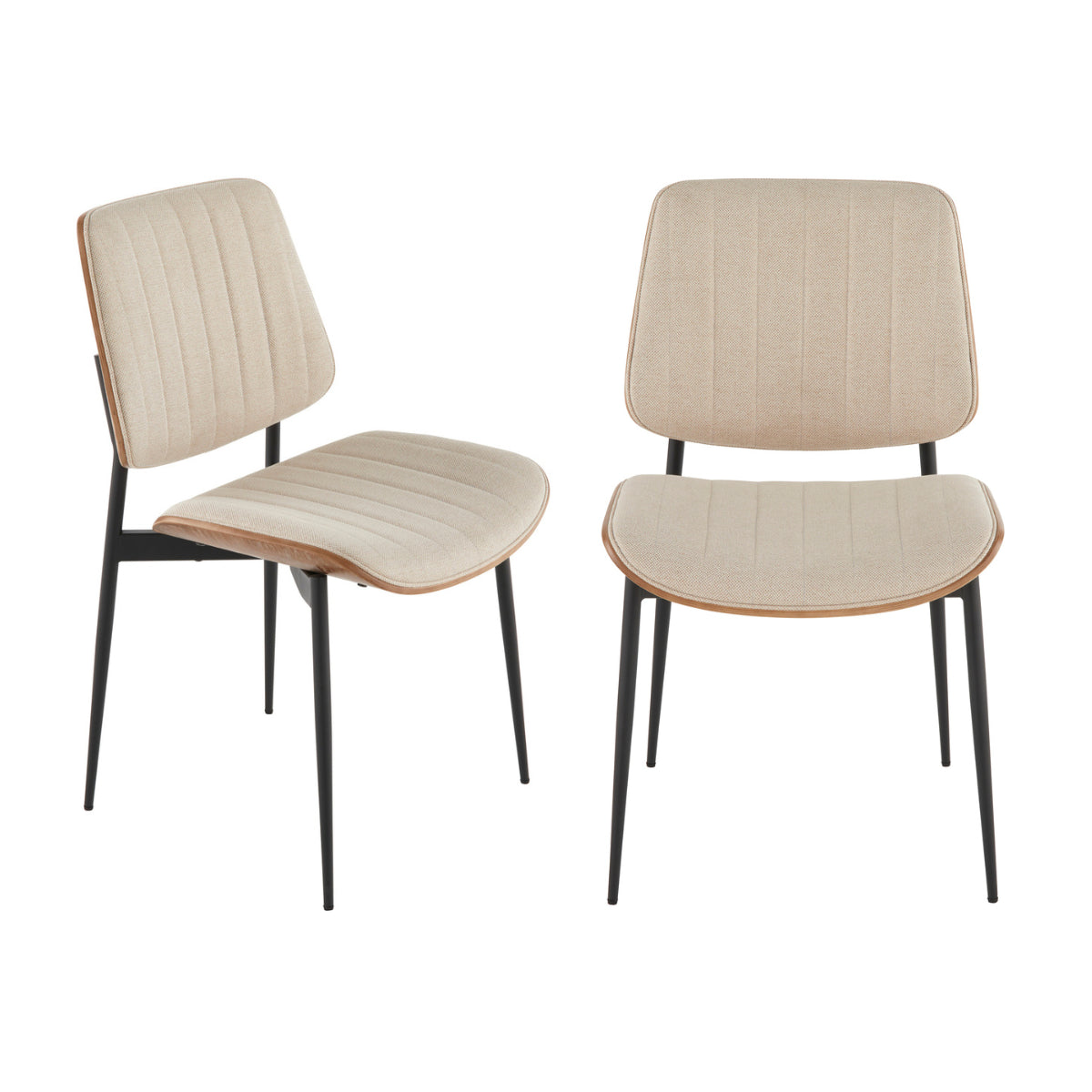 Hortense - Lot De 2 Chaises - Tissu Matelassé - Beige