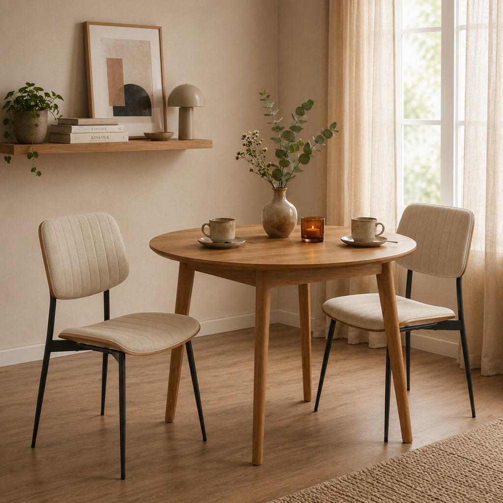 Hortense - Lot De 2 Chaises - Tissu Matelassé - Beige