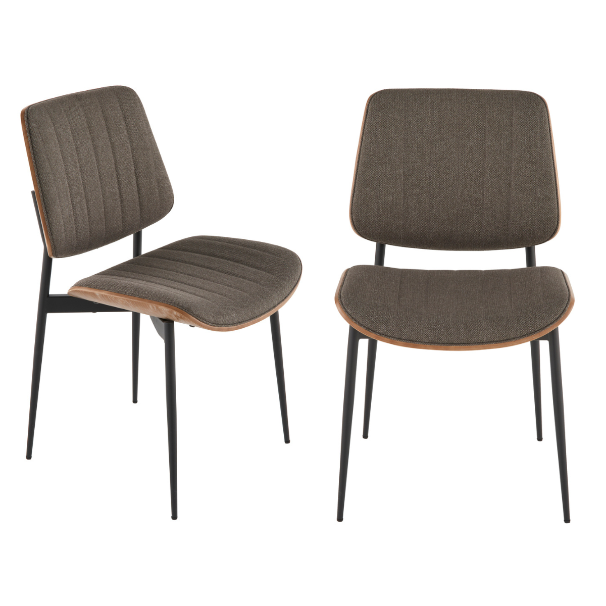 Hortense - Lot De 2 Chaises - Tissu Matelassé - Taupe