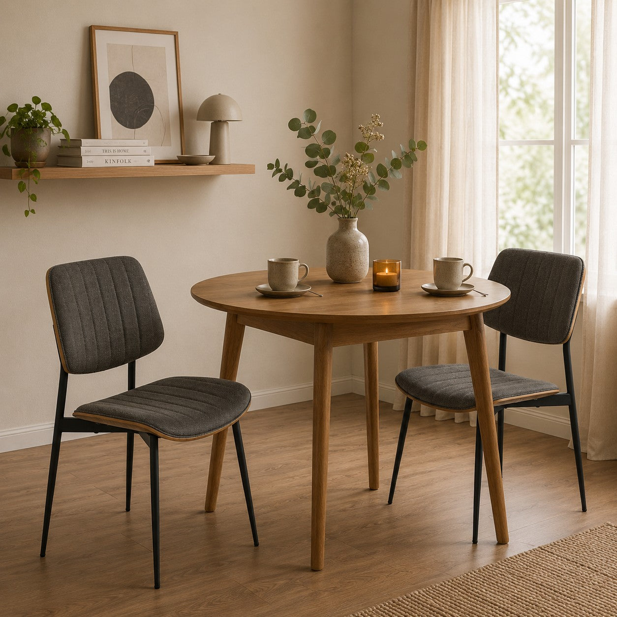 Hortense - Lot De 2 Chaises - Tissu Matelassé - Taupe
