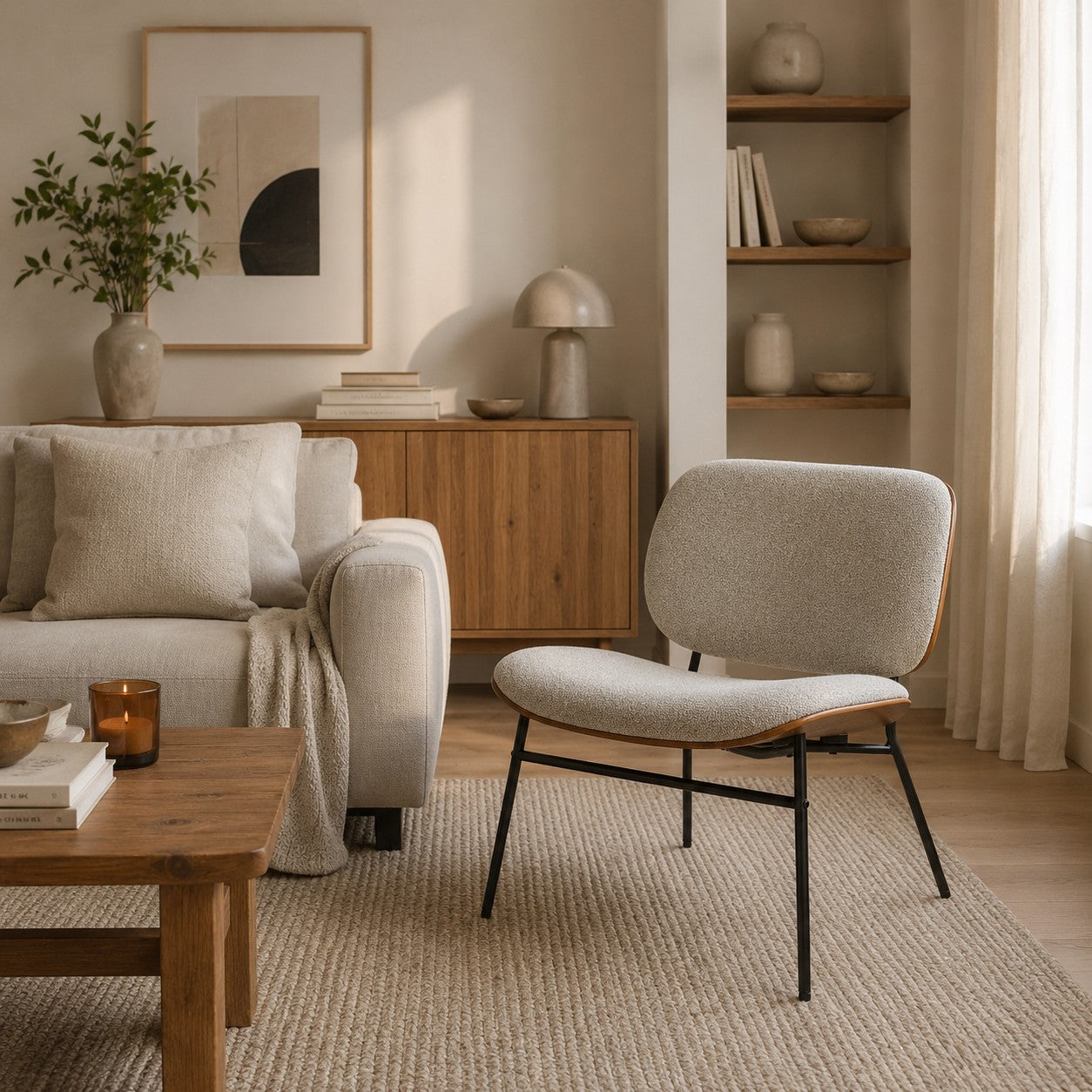 Aurel - Fauteuil - Tissu - Écru