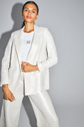 Blazer Jimmy De Algodón Orgánico Brillante Con Textura Hecho En Italia