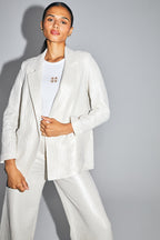 Blazer Jimmy De Algodón Orgánico Brillante Con Textura Hecho En Italia