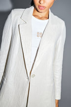 Blazer Jimmy De Algodón Orgánico Brillante Con Textura Hecho En Italia