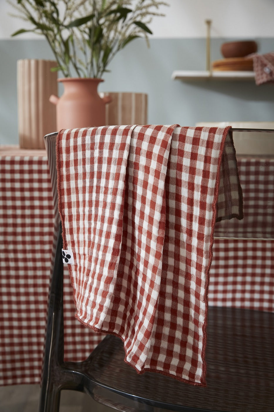 Hue Vickie - Rectangle Tablecloth - Woven Cotton Gauze - Terracotta