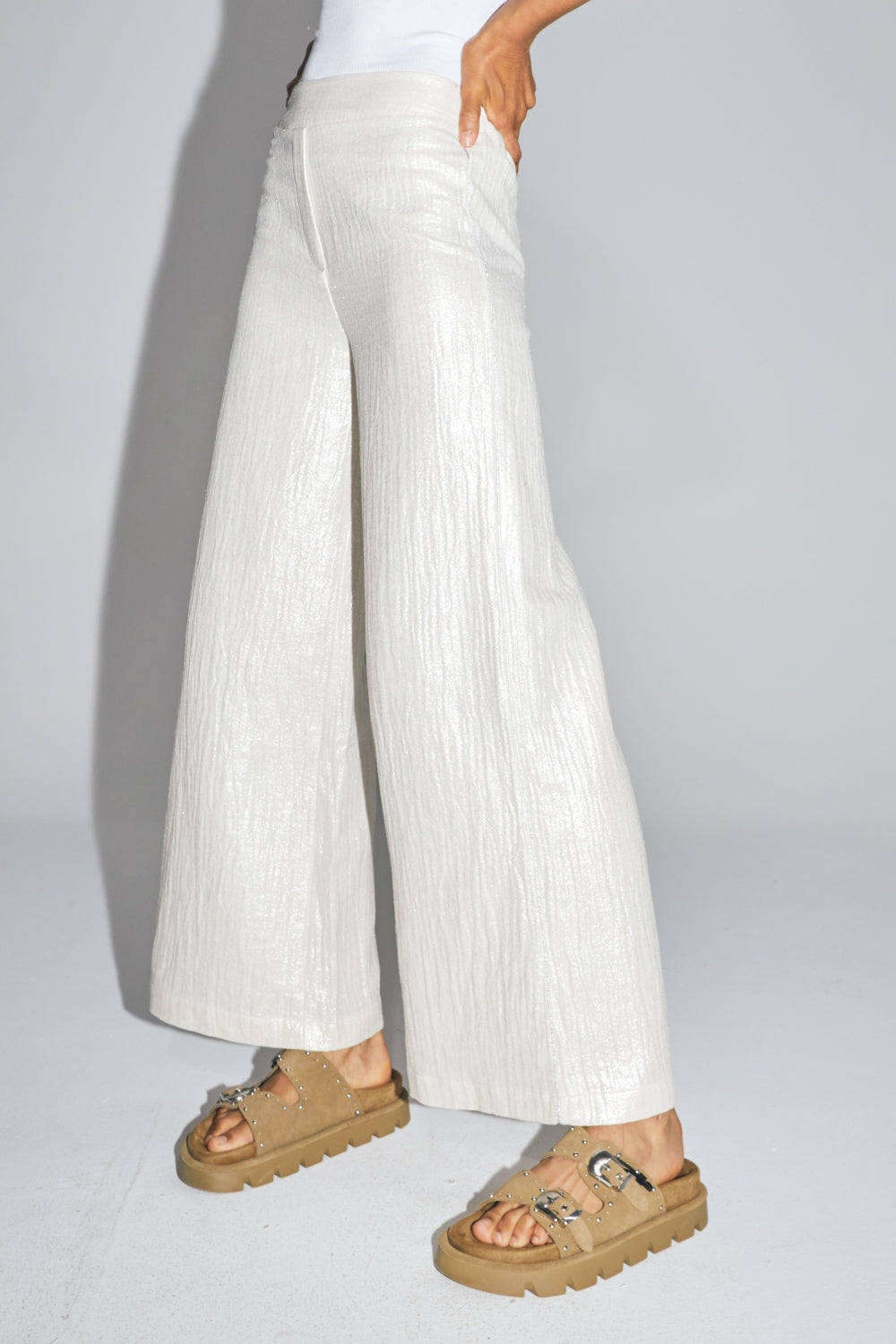 The Charlie Trousers In Textured Shiny Organic Cotton Made In Italy