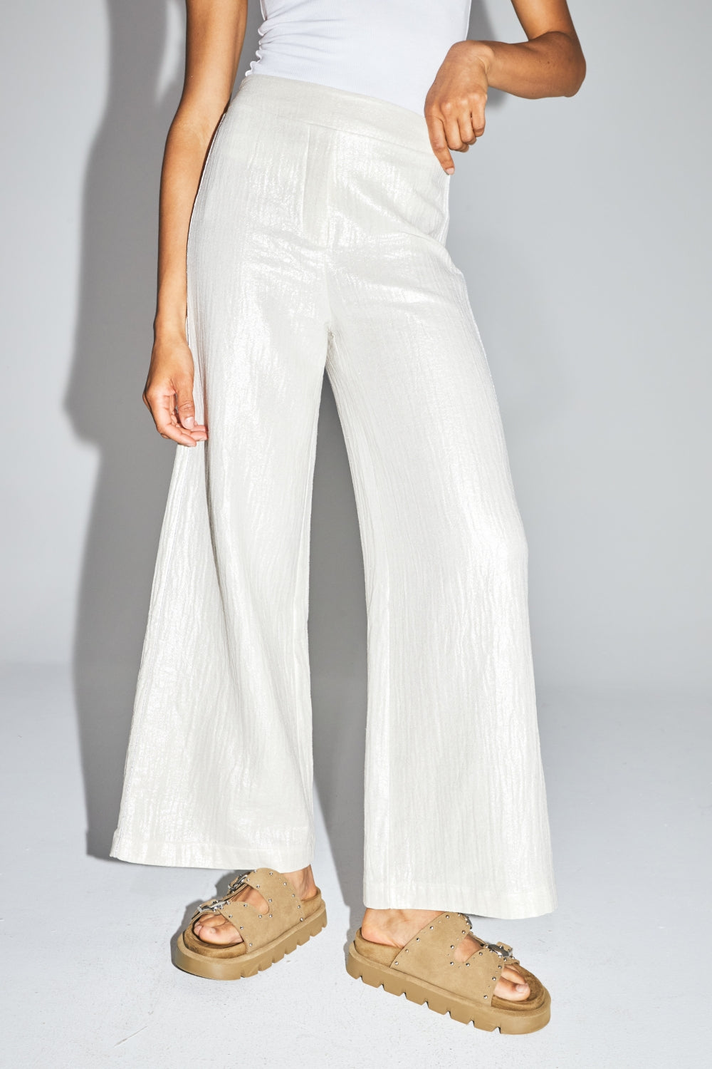 The Charlie Trousers In Textured Shiny Organic Cotton Made In Italy