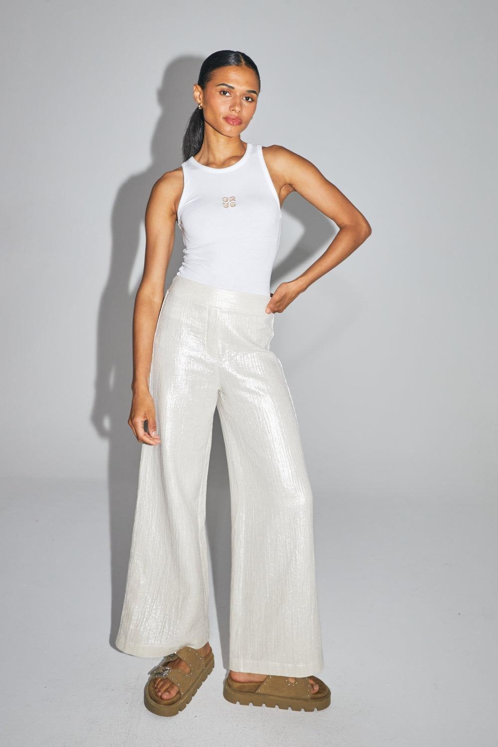 The Charlie Trousers In Textured Shiny Organic Cotton Made In Italy