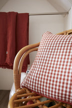 Vickie Shade - Removable Cover Cushion with Piping - Woven Cotton Gauze - Terracotta
