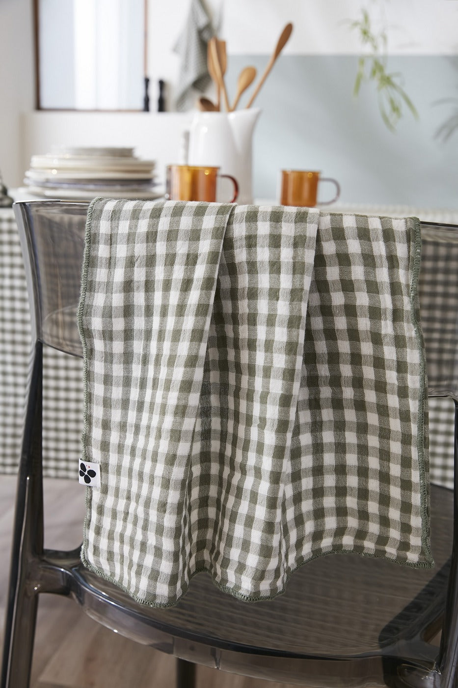 Teinte Vickie - Nappe Rectangle - Gaze De Coton Tissée - Romarin