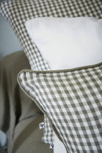 Teinte Vickie - Coussin Déhoussable Avec Passepoil - Gaze De Coton Tissée - Romarin