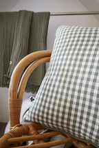 Teinte Vickie - Coussin Déhoussable Avec Passepoil - Gaze De Coton Tissée - Romarin
