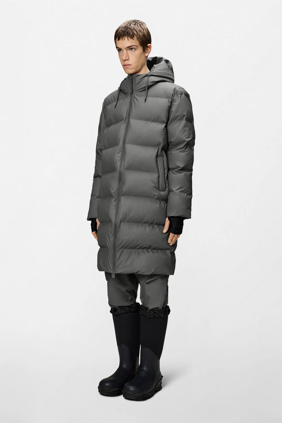 Chaqueta acolchada larga Alta W3T4 Gris - Mixto