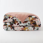 Léane - Reversible Duvet Cover - Printed Cotton Gauze - Peach Pink