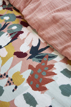 Léane - Reversible Duvet Cover - Printed Cotton Gauze - Peach Pink