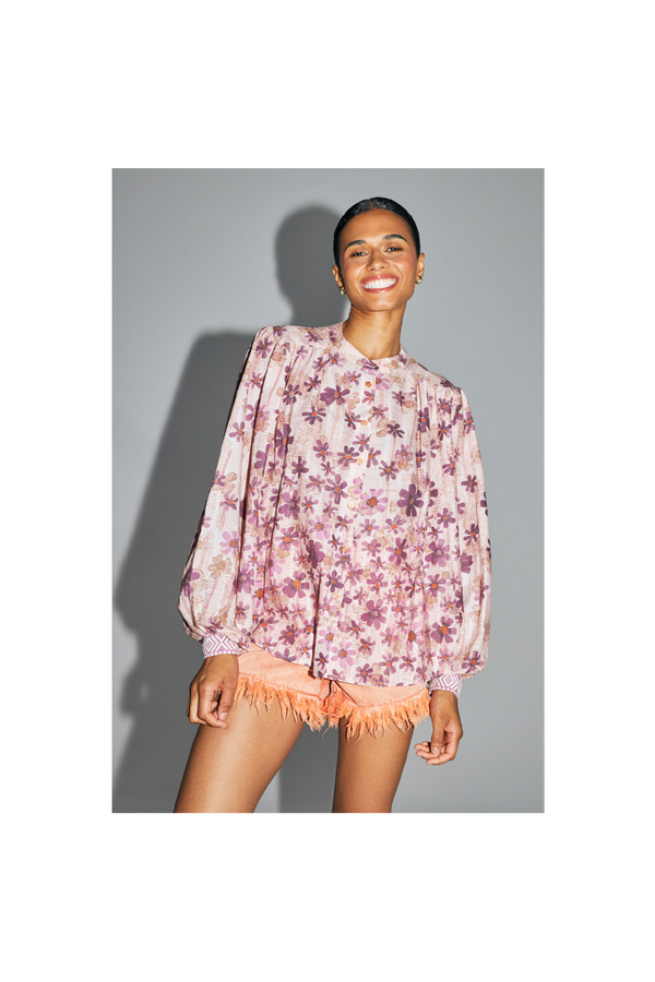 La camisa Paola, estampado Bloom Fall Made in Italy
