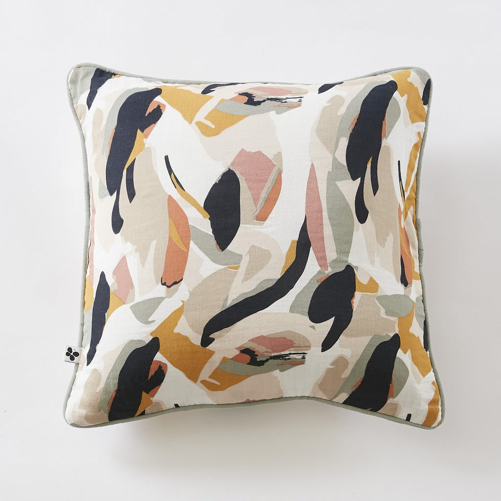 Julia - - Coussin Déhoussable Avec Passepoil - Gaze De Coton Imprimée