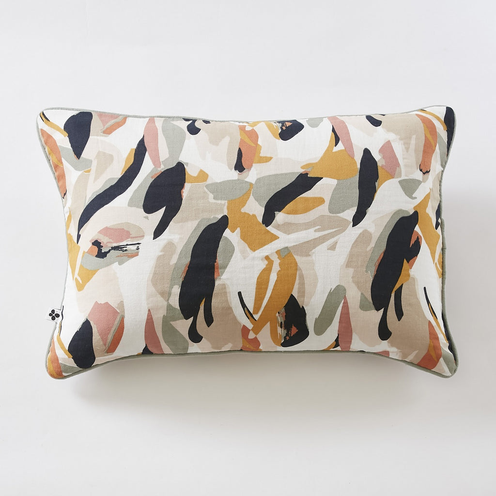 Julia - - Coussin Déhoussable Avec Passepoil - Gaze De Coton Imprimée
