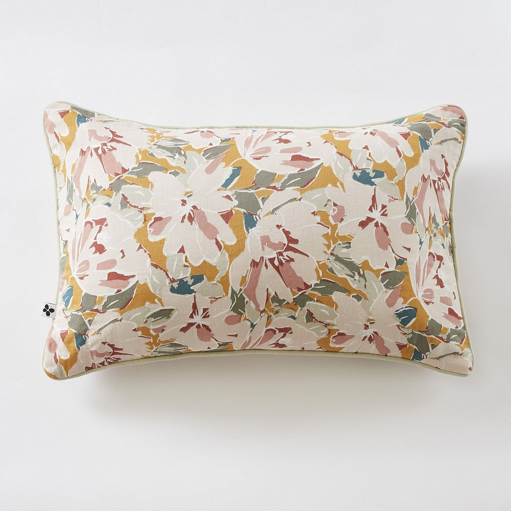Clarence - - Coussin Déhoussable Avec Passepoil - Gaze De Coton Imprimée