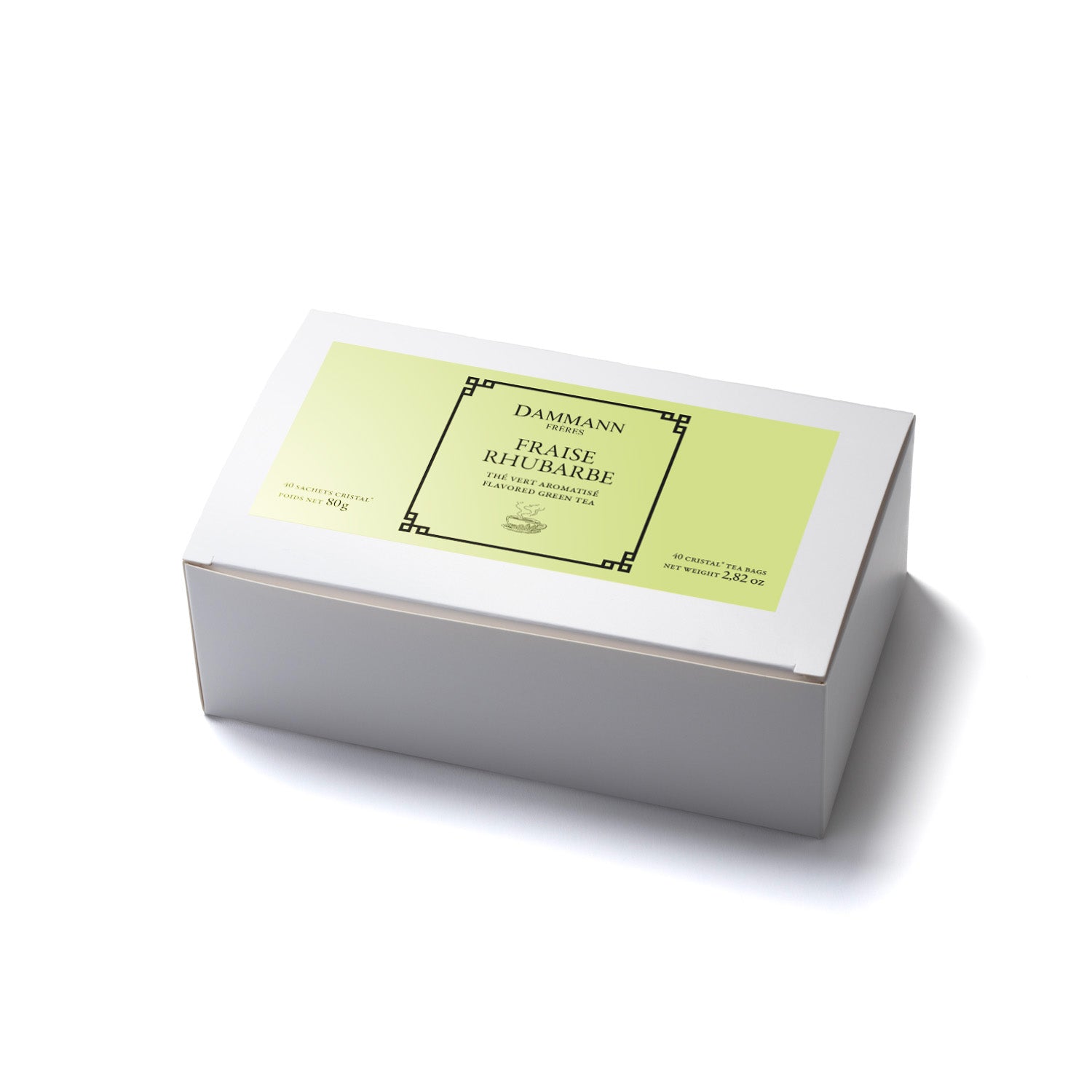 Boîte Thé Vert Fraise Rhubarbe - 2x20 Sachets Cristal
