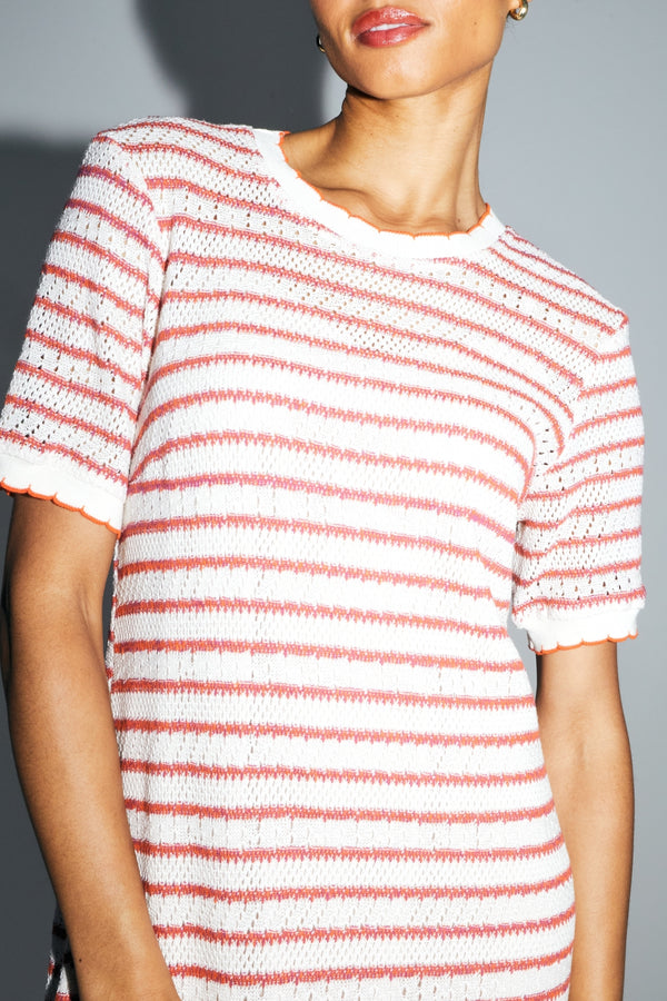 The Annalize Cala Striped Openwork Knit Dress Made in Italy
