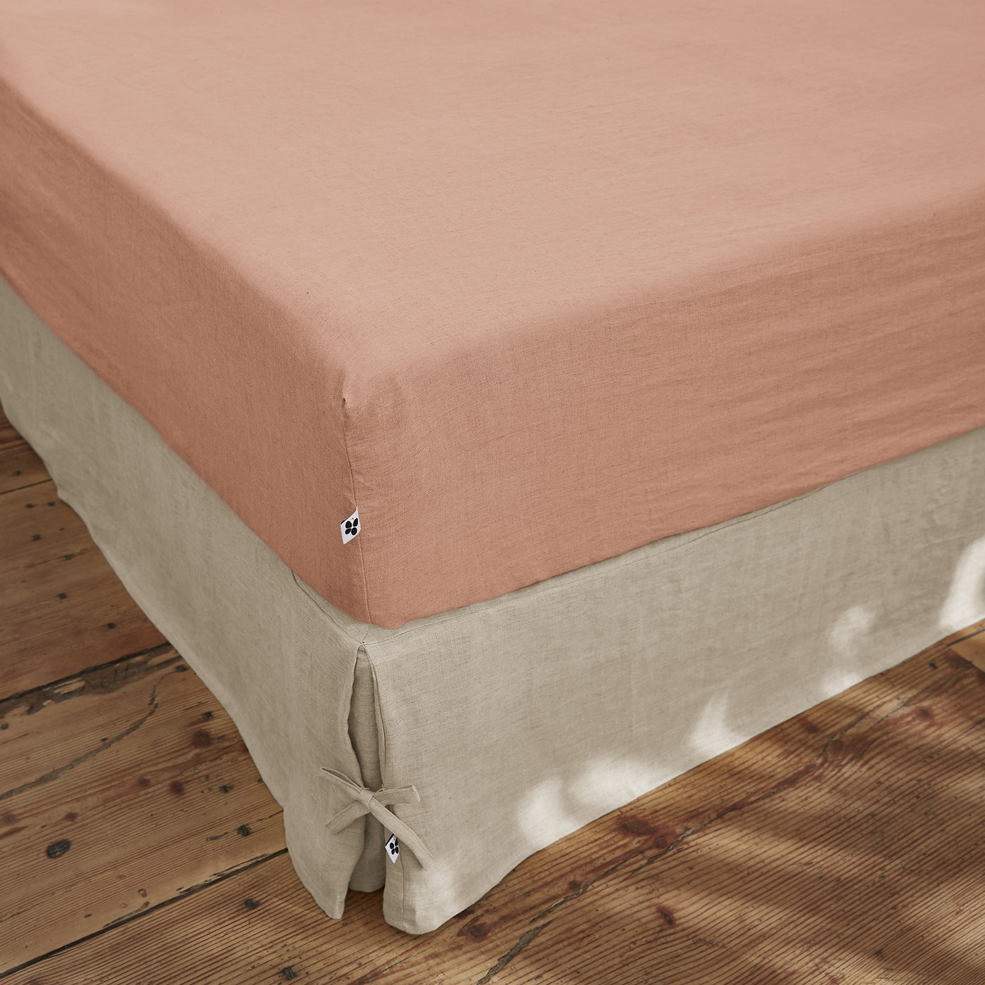 Soline - Drap Housse - Lin Lavé - Vieux Rose