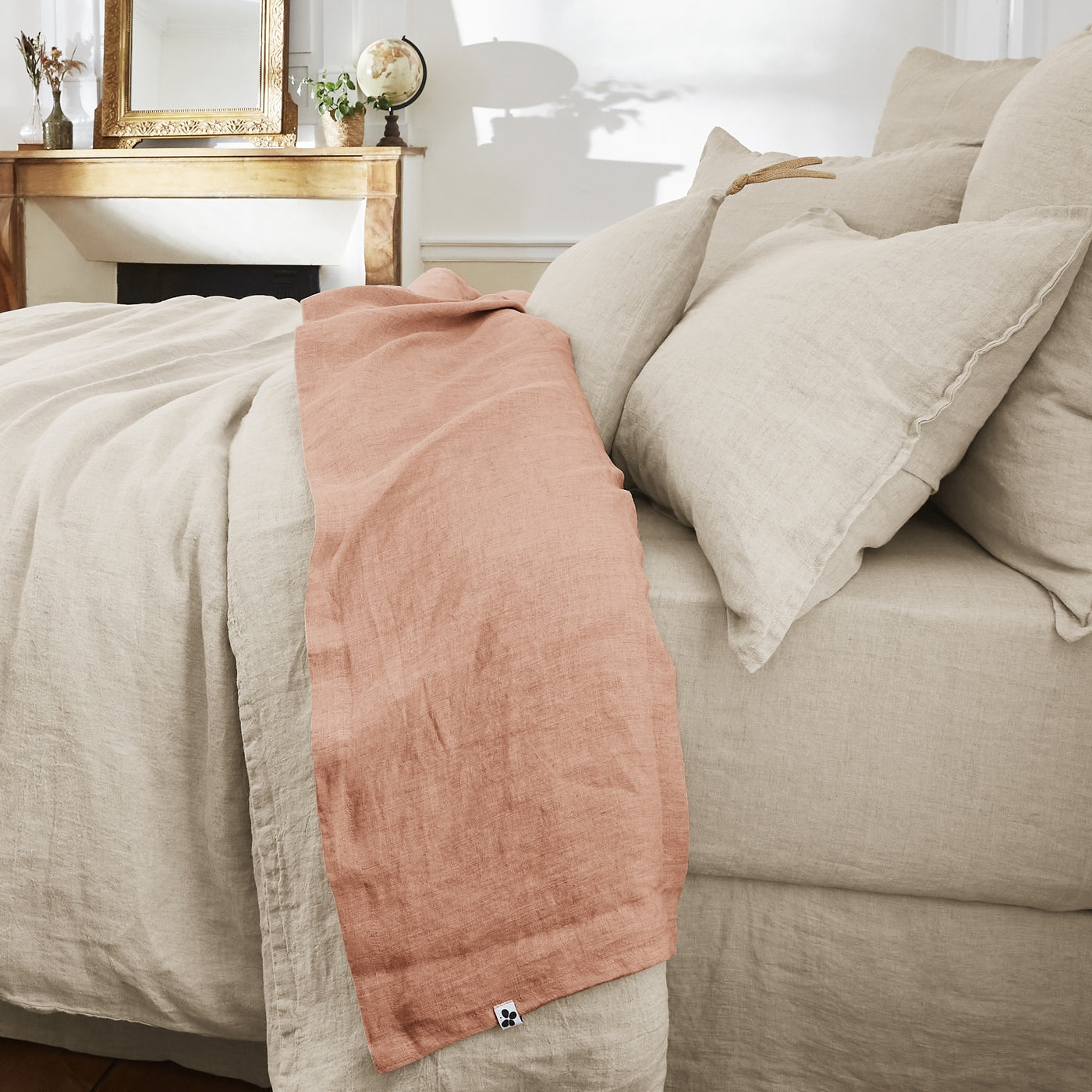 Soline - Flat Sheet - Washed Linen - Old Rose