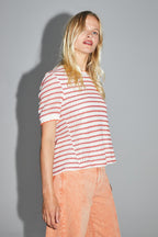 Blouse Poppy Tricot Ajouré Rayures CaFabriquée En Italie - Blanc