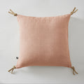 Soline - Coussin Déhoussable Avec Pompons - Lin Lavé - Vieux Rose