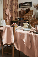 Soline - Nappe Rectangle - Lin Lavé - Vieux Rose