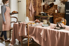 Soline - Nappe Rectangle - Lin Lavé - Vieux Rose