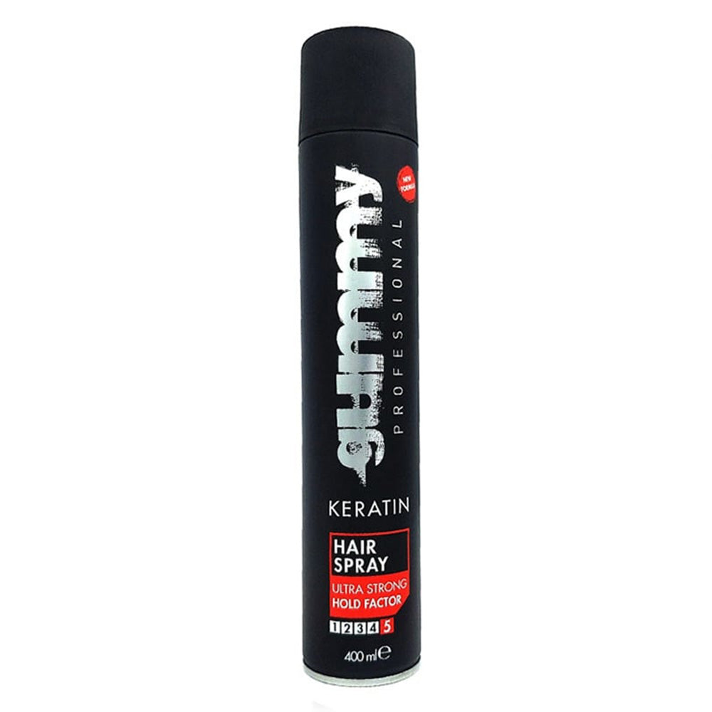 Gummy Hair Spray Keratin Ultra Strong Hold for Long Lasting Frizz Free Styles 13.53Oz (400ml)