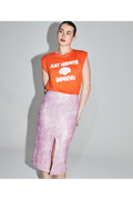 Falda tubo Cherilyn con lentejuelas rosas Made In Italy