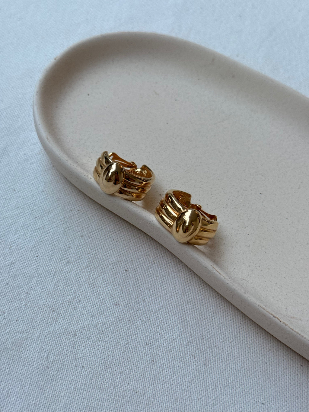 Vintage Earrings - Gold Twisted Hoops