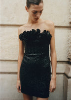 Robe Volant Ornement Paillettes